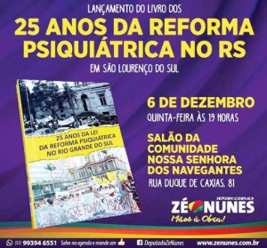 Livro dos 25 anos da Reforma Psiquiátrica no RS será lançado em São Lourenço do Sul