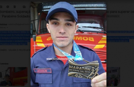 Soldado LARSSON FROMMING FREDES participou da Maratona Internacional de Punta Del Este (Uruguai)