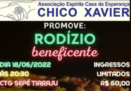 Casa da Esperança Chico Xavier promove Rodízio de pizza beneficente neste sábado