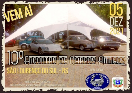 10º Encontro de Carros antigos acontece dia 5 de dezembro em São Lourenço do Sul