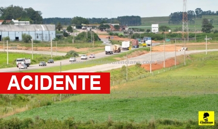 Duas pessoas feridas em acidente entre caminhão e carro no trevo de São Lourenço do Sul