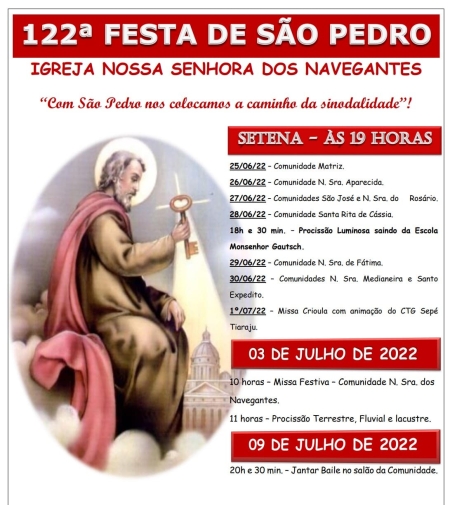 122° Festa de São Pedro acontece neste sábado (25)