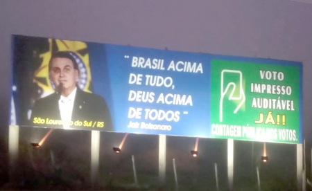 Outdoor em apoio a Bolsonaro é instalado na RS 265 "Faixinha"