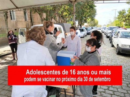 Adolescentes de 16 anos ou mais  podem se vacinar no próximo dia 30 de setembro