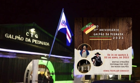 Rodeio de 37º aniversário do CTG Galpão da Peonada acontece de 31 de março a 02 de abril