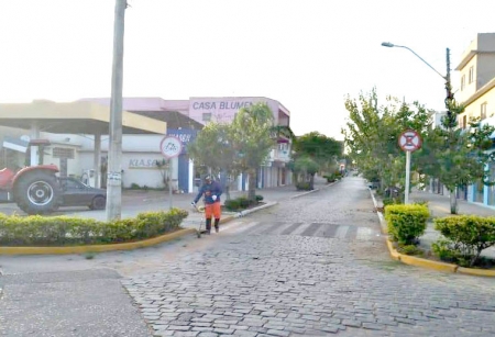 SMOU realizou capina, limpeza e poda de plantas ornamentais do calçadão