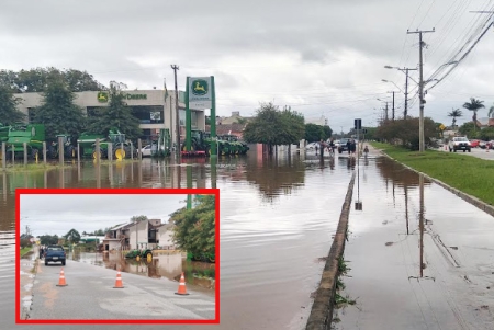 Alagamento na Avenida Nonô Centeno causa desvio na pista sentido bairro/centro