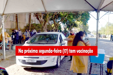 Nesta segunda-feira (17) haverá vacinação da segunda dose para pessoas que estavam agendadas dia 29 de abril