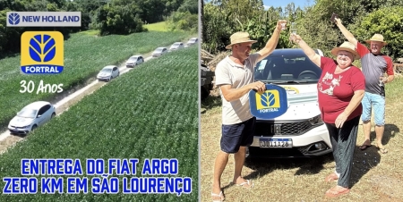 FORTRAL NEW HOLLAND entregou em São Lourenço o Fiat Argo zero Km aos ganhadores da promoção especial em comemoração aos 30 anos