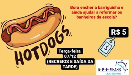 APEMAR realiza venda de cachorros-quentes para ajudar na reforma dos banheiros da Escola