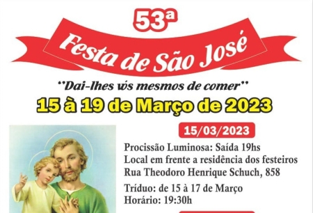 53ª Festa de São José acontece de 15 a 17 de março