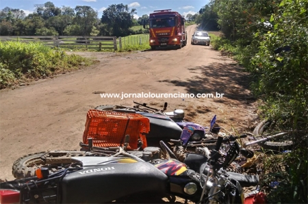 Corpo de Bombeiros e Samu atenderam acidente entre duas motos na localidade de Bom Jesus