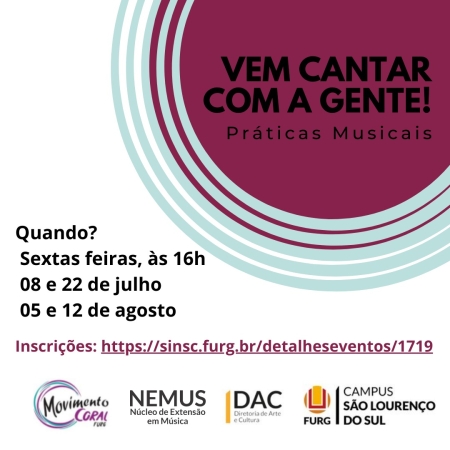 FURG São Lourenço convida comunidade interna e externa para práticas musicais