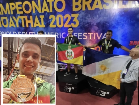 O Lourenciano Vinicius Almeida Garcia se tornou Campeão Brasileiro de Muay Thai 2023 neste final de semana