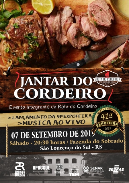 JANTAR DO CORDEIRO e lançamento da 41ª EXPOFEIRA, no dia 7 de setembro