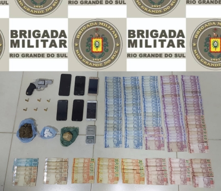 Brigada Militar prende quatro homens por tráfico de entorpecentes e porte ilegal de arma de fogo em Camaquã