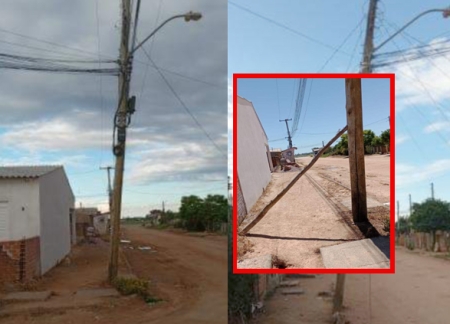 Moradores da Arthur Kraft preocupado com a possível queda de postes solicitam urgência da CEEE