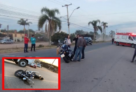 Acidente envolvendo moto e carro aconteceu na tarde desta quarta-feira na &quot;faixinha&quot;